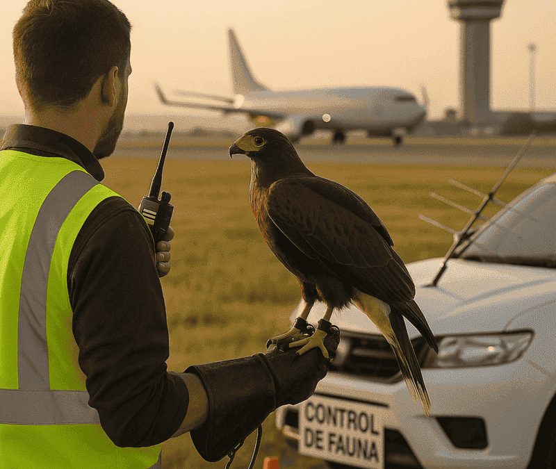 Halcones en aeropuertos: para qué se usan y cómo trabajan. El cetrero.