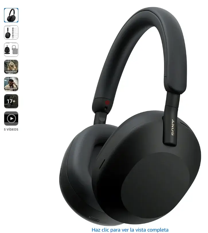 Sony WH-1000XM5 en color negro, vista lateral