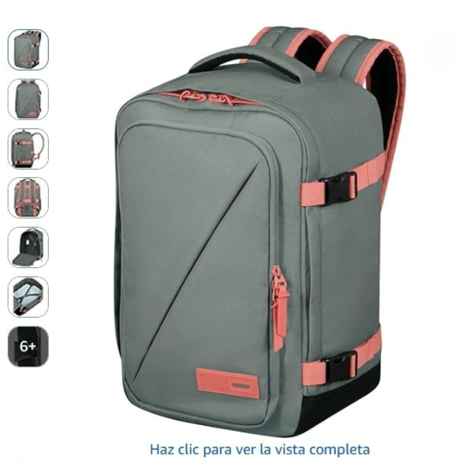 Mochila cabina 40x25x20 American Tourister Take2Cabin azul vista frontal