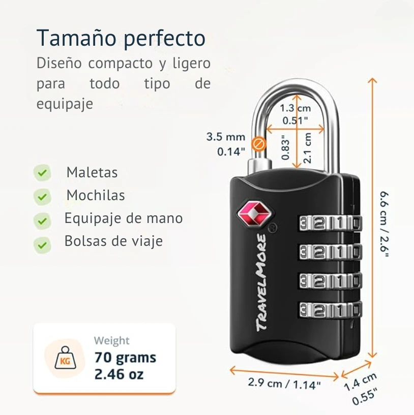 Candado TSA TravelMore 4 dígitos Review de Candado TSA TravelMore 4 dígitos